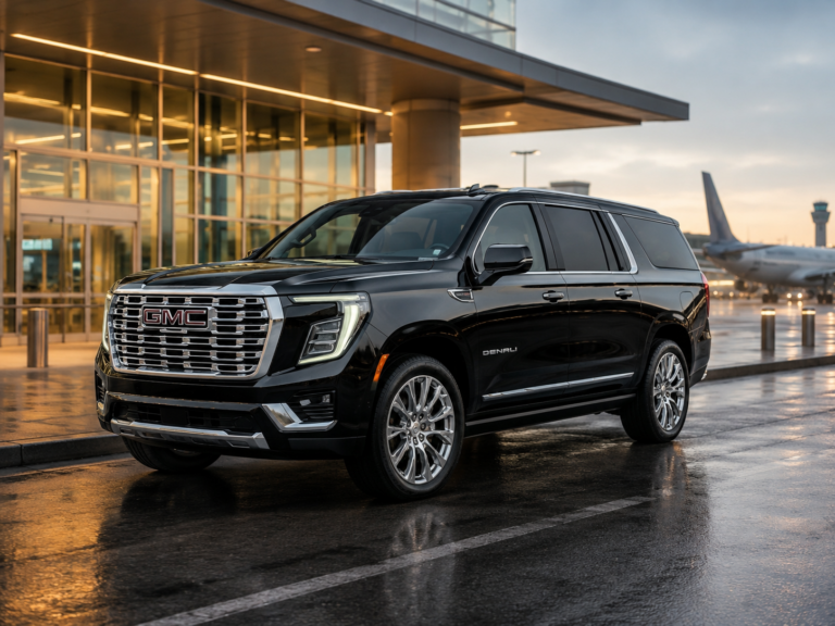 Black 2025 GMC Yukon XL Denali in the US Limo Company Seattle fleet